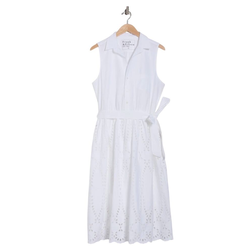 Frank & Eileen Embroidered Eyelet Sleeveless Shirtdress Size L